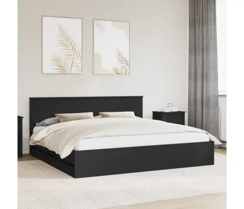 Gultas Rāmis Ar Atvilktni Melna 200 X 200 Cm Inženieru Koks Vidaxl