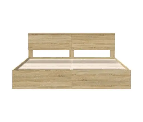 Gultas Rāmis Sonoma Ozols 200 X 200 Cm Inženieru Koks Vidaxl
