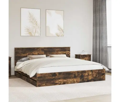 Voodi Raam Sahtliga Suitsetatud Tamm 200 X 200 Cm Inseneripuit