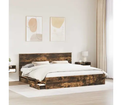 Voodi Raam Sahtliga Suitsetatud Tamm 200 X 200 Cm Inseneripuit