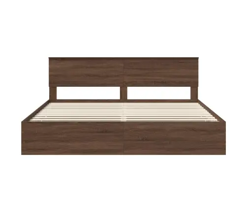 Gultas Rāmis Brūns Ozols 200 X 200 Cm Inženieru Koks Vidaxl