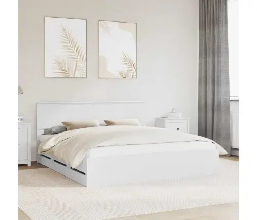 Gultas Rāmis Ar Atvilktni Balts 180 X 200 Cm Inženieru Koks Vidaxl