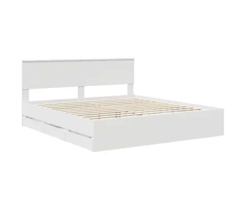 Gultas Rāmis Ar Atvilktni Balts 180 X 200 Cm Inženieru Koks Vidaxl
