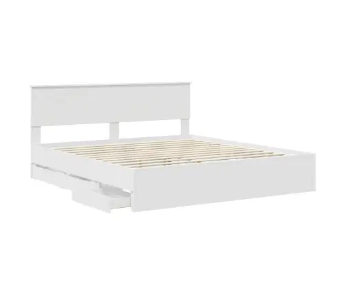 Gultas Rāmis Ar Atvilktni Balts 180 X 200 Cm Inženieru Koks Vidaxl