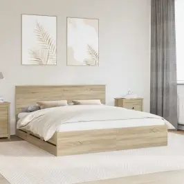 Gultas Rāmis Sonoma Ozols 180 X 200 Cm Inženieru Koks Vidaxl