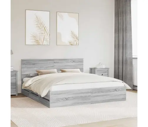 Gultas Rāmis Pelēks Sonoma 180 X 200 Cm Inženieru Koks Vidaxl