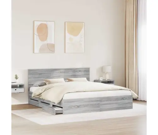 Gultas Rāmis Pelēks Sonoma 180 X 200 Cm Inženieru Koks Vidaxl