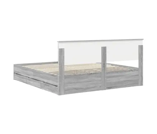 Gultas Rāmis Pelēks Sonoma 180 X 200 Cm Inženieru Koks Vidaxl