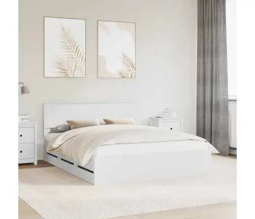 Lovos Rėmas Su Stalčių Balta 160 X 200 Cm Inžinerinė Mediena
