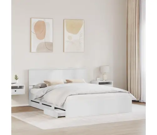 Lovos Rėmas Su Stalčių Balta 160 X 200 Cm Inžinerinė Mediena
