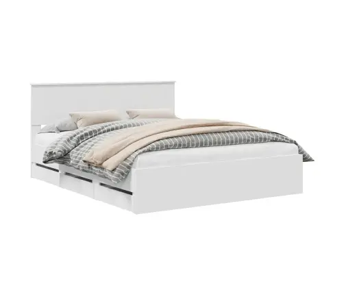 Lovos Rėmas Su Stalčių Balta 160 X 200 Cm Inžinerinė Mediena