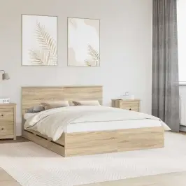 Gultas Rāmis Sonoma Ozols 160 X 200 Cm Inženieru Koks Vidaxl