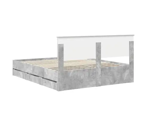 Gultas Rāmis Betona Pelēks 160 X 200 Cm Inženieru Koks Vidaxl