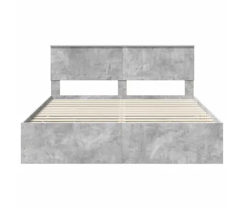 Gultas Rāmis Betona Pelēks 160 X 200 Cm Inženieru Koks Vidaxl