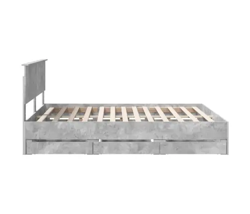 Gultas Rāmis Betona Pelēks 160 X 200 Cm Inženieru Koks Vidaxl