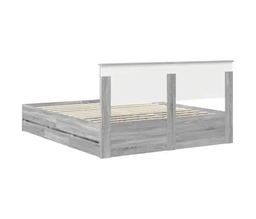Gultas Rāmis Pelēks Sonoma 160 X 200 Cm Inženieru Koks Vidaxl