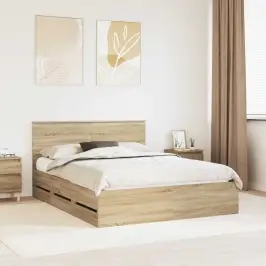 Voodi Raam Sahtliga Peaga Sonoma Tamm 150 X 200 Cm Inseneripuit