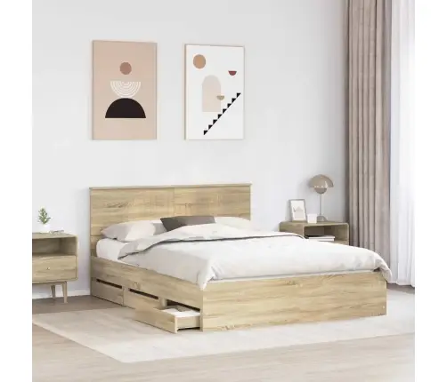 Voodi Raam Sahtliga Peaga Sonoma Tamm 150 X 200 Cm Inseneripuit