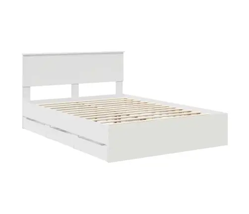 Gultas Rāmis Ar Atvilktni Balts 140 X 190 Cm Inženieru Koks Vidaxl