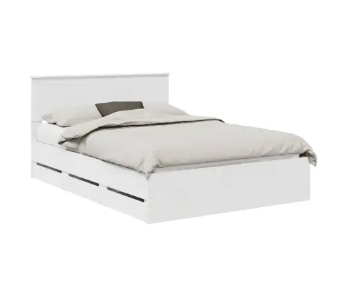 Gultas Rāmis Ar Atvilktni Balts 140 X 190 Cm Inženieru Koks Vidaxl