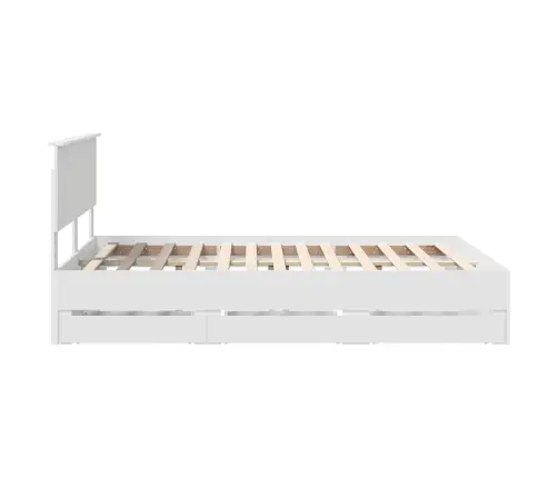 Gultas Rāmis Ar Atvilktni Balts 140 X 190 Cm Inženieru Koks Vidaxl