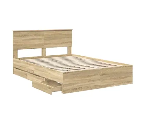 Voodi Raam Sahtliga Peaga Sonoma Tamm 140 X 190 Cm Inseneripuit