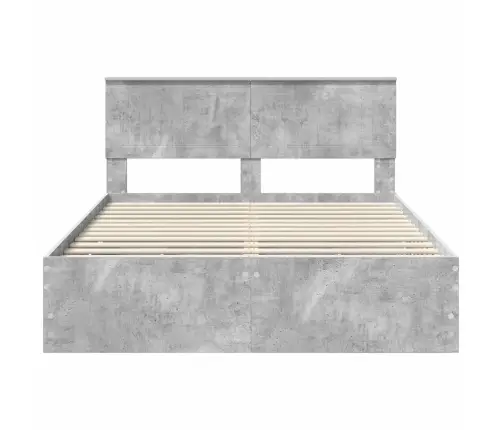 Gultas Rāmis Betona Pelēks 140 X 190 Cm Inženieru Koks Vidaxl