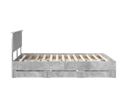 Gultas Rāmis Betona Pelēks 140 X 190 Cm Inženieru Koks Vidaxl
