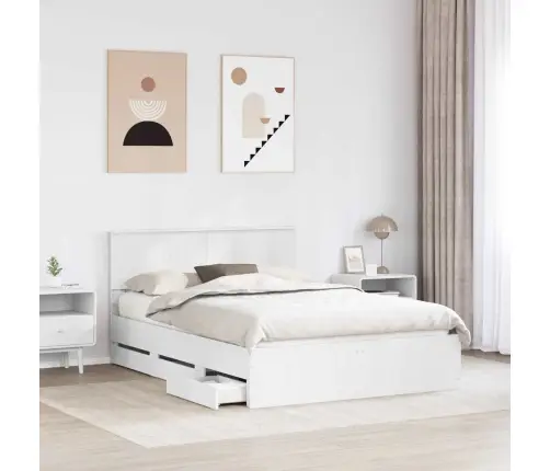 Gultas Rāmis Ar Atvilktni Balts 140 X 200 Cm Inženieru Koks Vidaxl