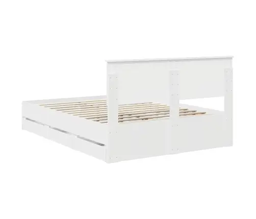 Gultas Rāmis Ar Atvilktni Balts 140 X 200 Cm Inženieru Koks Vidaxl