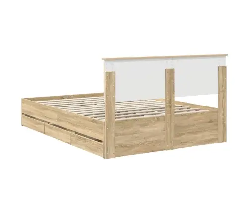 Gultas Rāmis Sonoma Ozols 140 X 200 Cm Inženieru Koks Vidaxl