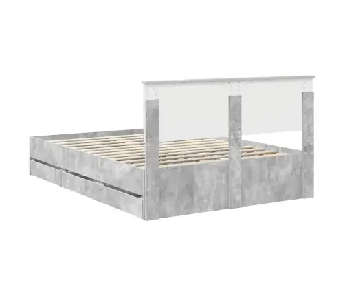 Gultas Rāmis Betona Pelēks 140 X 200 Cm Inženieru Koks Vidaxl