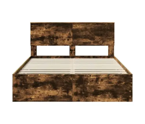 Voodi Raam Sahtliga Suitsetatud Tamm 140 X 200 Cm Inseneripuit