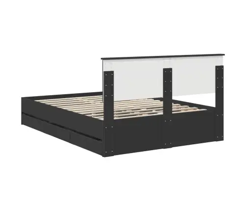 Gultas Rāmis Ar Atvilktni Melna 135 X 190 Cm Inženieru Koks Vidaxl