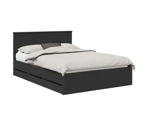 Gultas Rāmis Ar Atvilktni Melna 135 X 190 Cm Inženieru Koks Vidaxl