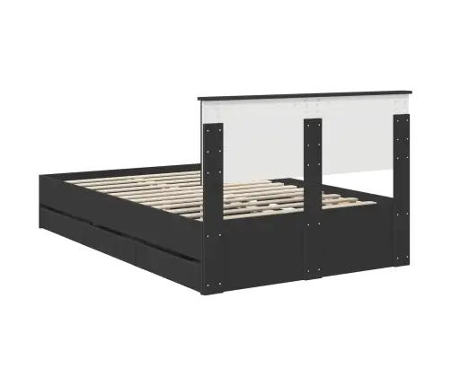 Lovos Rėmas Su Stalčių Juoda 120 X 190 Cm Inžinerinė Mediena