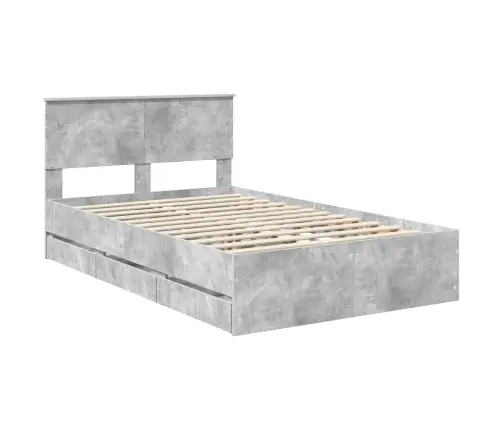 Gultas Rāmis Betona Pelēks 120 X 190 Cm Inženieru Koks Vidaxl
