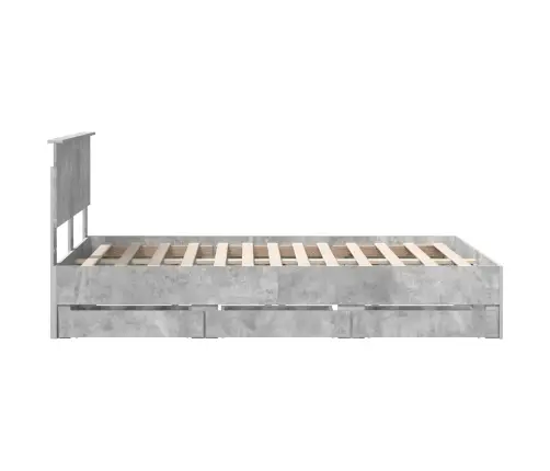 Gultas Rāmis Betona Pelēks 120 X 190 Cm Inženieru Koks Vidaxl