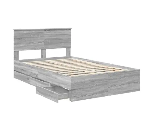 Gultas Rāmis Pelēks Sonoma 120 X 190 Cm Inženieru Koks Vidaxl
