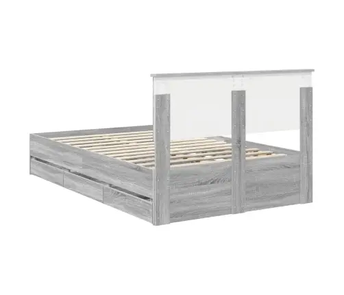 Gultas Rāmis Pelēks Sonoma 120 X 190 Cm Inženieru Koks Vidaxl