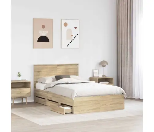 Gultas Rāmis Sonoma Ozols 120 X 200 Cm Inženieru Koks Vidaxl
