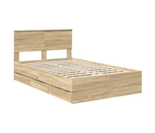 Gultas Rāmis Sonoma Ozols 120 X 200 Cm Inženieru Koks Vidaxl