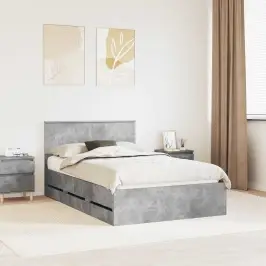 Gultas Rāmis Betona Pelēks 120 X 200 Cm Inženieru Koks Vidaxl