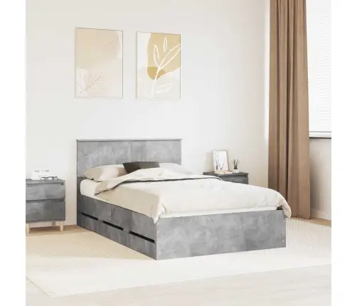 Gultas Rāmis Betona Pelēks 120 X 200 Cm Inženieru Koks Vidaxl