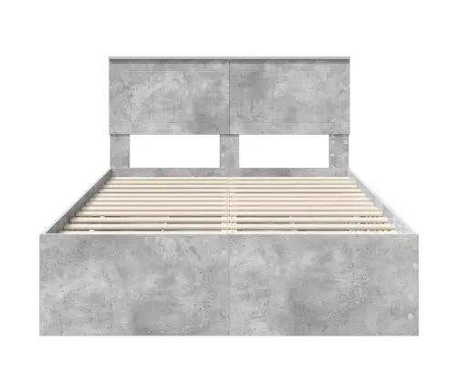 Gultas Rāmis Betona Pelēks 120 X 200 Cm Inženieru Koks Vidaxl