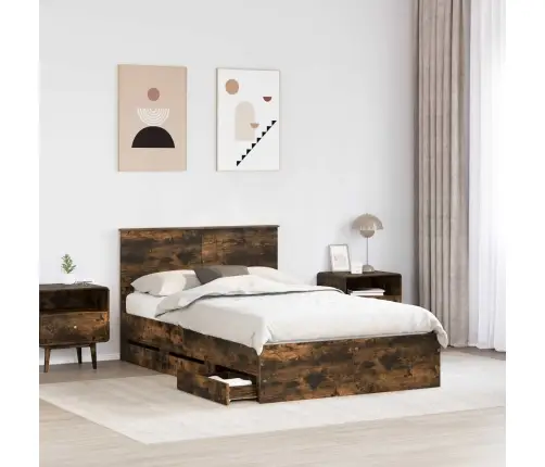Gultas Rāmis Dūmaka Ozols 120 X 200 Cm Inženieru Koks Vidaxl