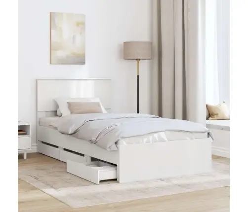 Gultas Rāmis Ar Atvilktni Balts 100 X 200 Cm Inženieru Koks Vidaxl