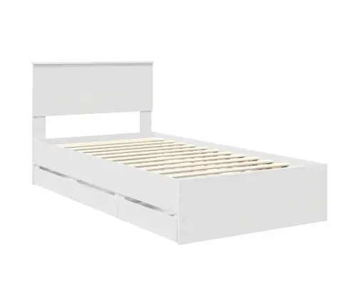 Gultas Rāmis Ar Atvilktni Balts 100 X 200 Cm Inženieru Koks Vidaxl