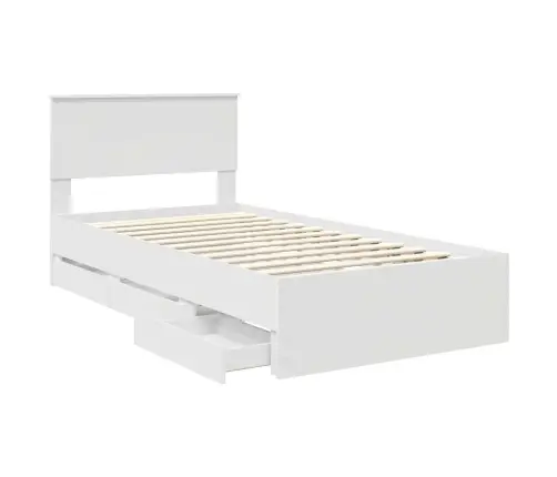 Gultas Rāmis Ar Atvilktni Balts 100 X 200 Cm Inženieru Koks Vidaxl