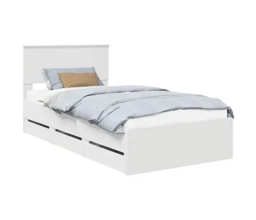 Gultas Rāmis Ar Atvilktni Balts 100 X 200 Cm Inženieru Koks Vidaxl